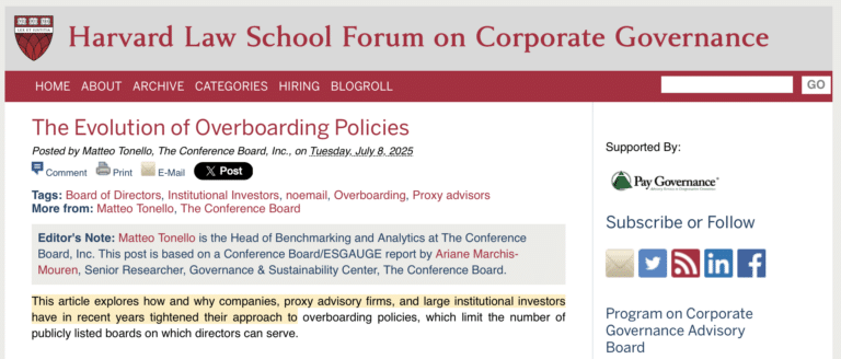 Harvard Law School Forum on Corporate Governance blog