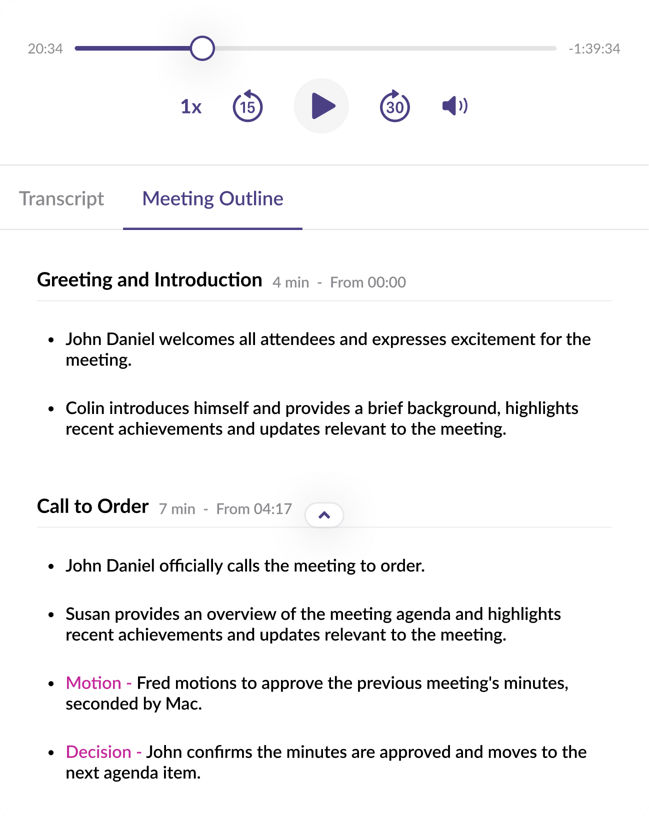 Meeting Outline Modal